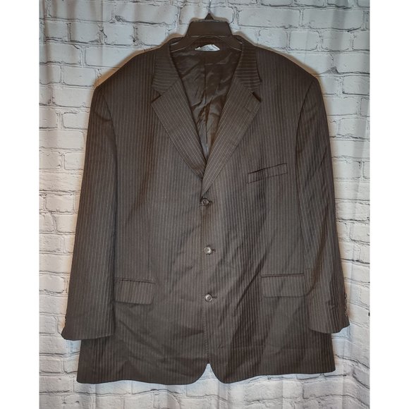 Pronto Uomo Couture Men's Sport Coat Sz 52L Black100% wool pinstripe - Picture 1 of 15